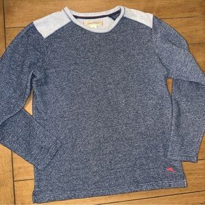Tommy Bahama Mens Medium Crew Neck Pull Over Blue Gray Fleece Lightweight Lounge